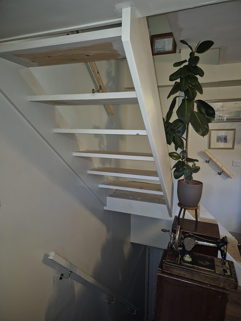 A rear view of the staircase