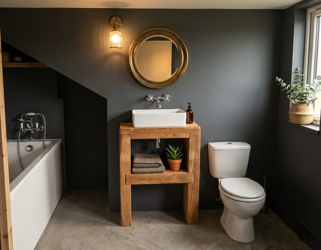 The finished bathroom sink stand