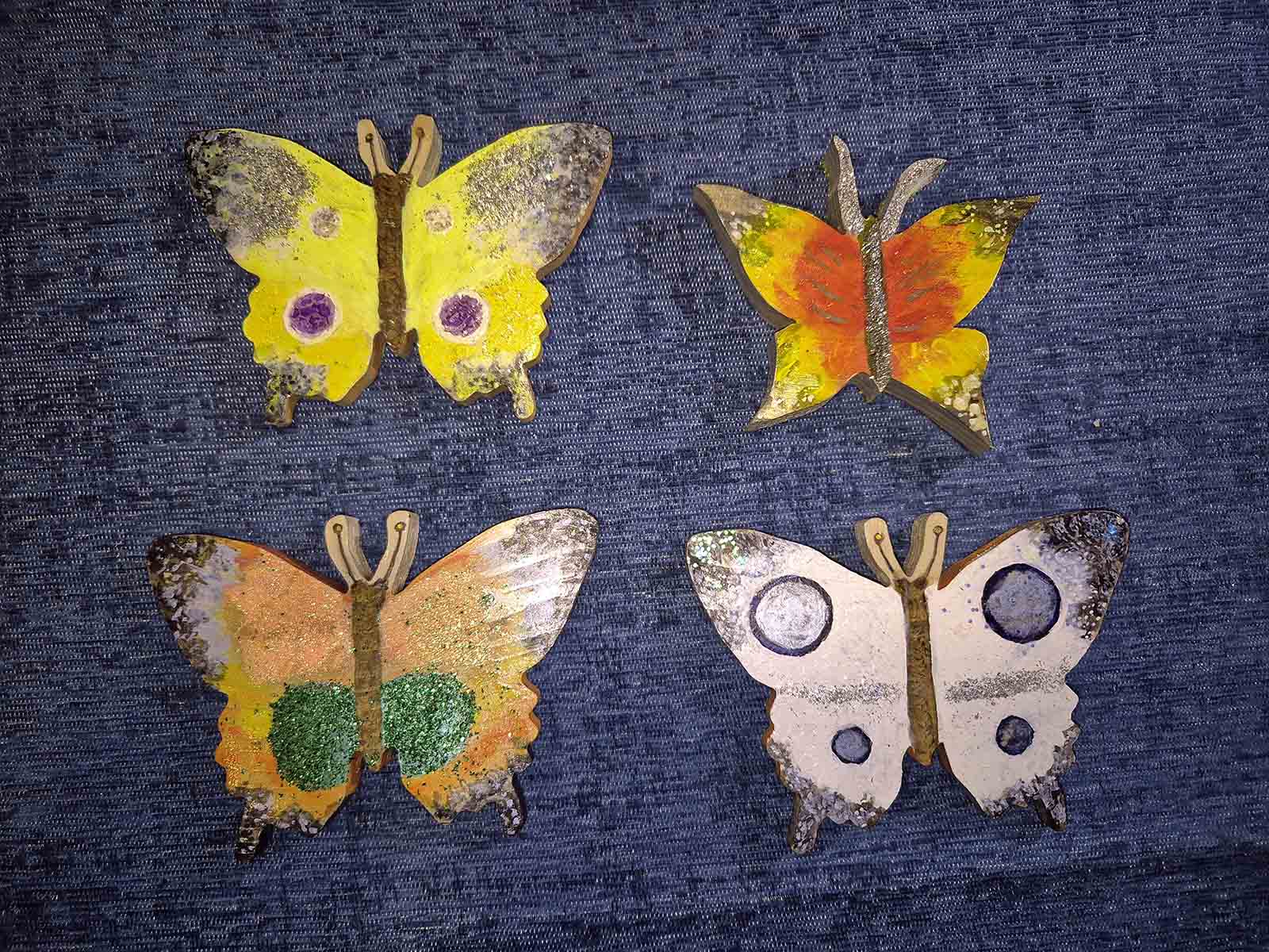 Reverse side of four butterflies
