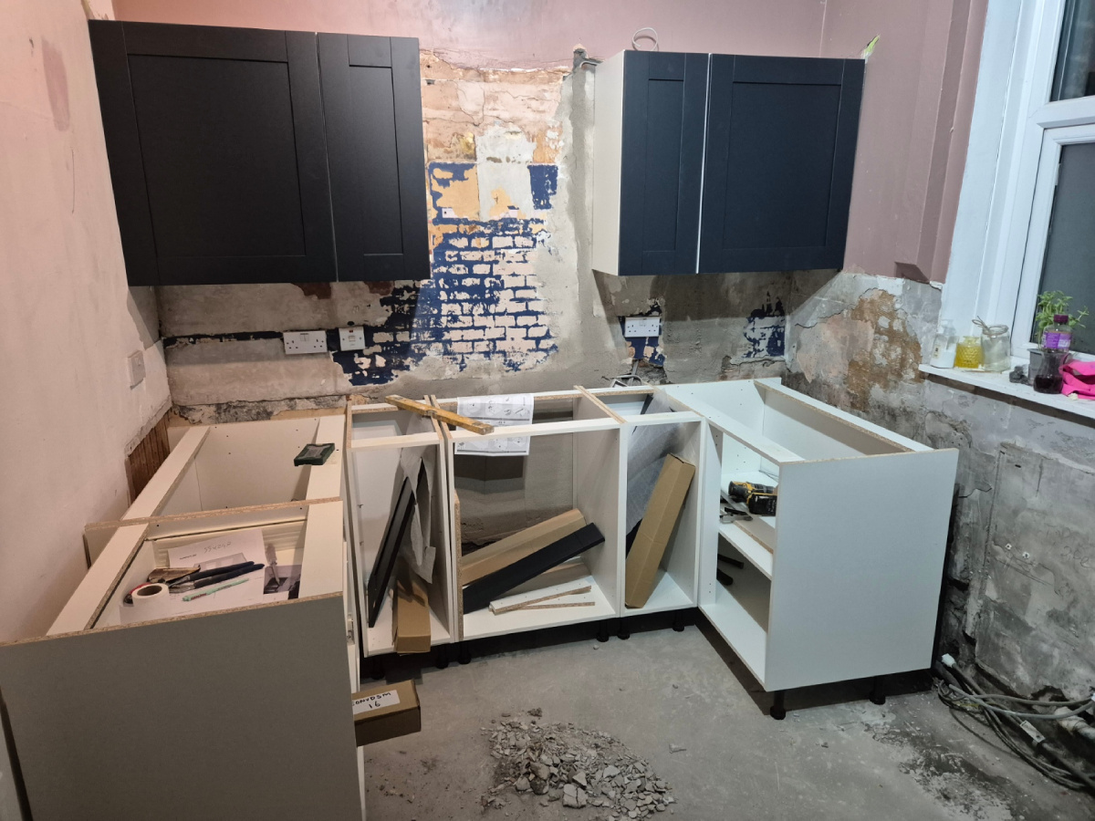 Two wall units are mounted on this Wicks kitchen