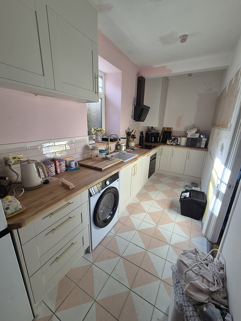 Kitchen installation left side view