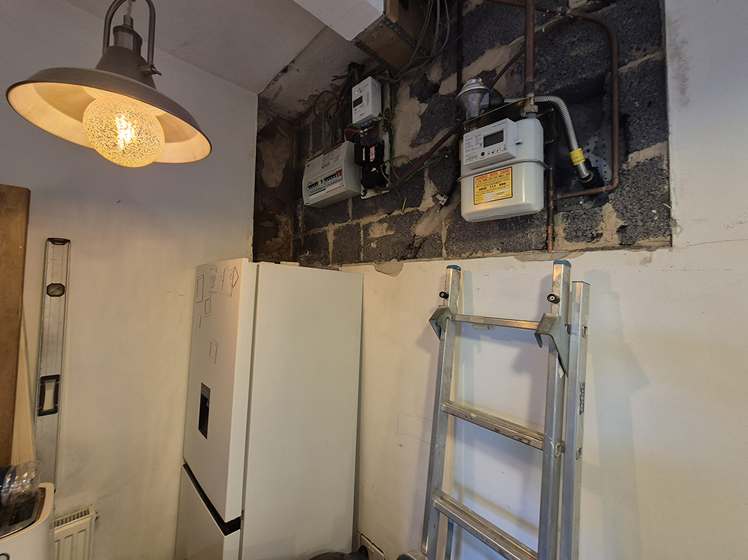 Pre-cabinet build - kitchen before installation