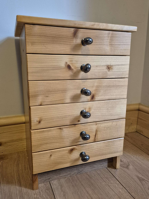 Small drawers made of pine